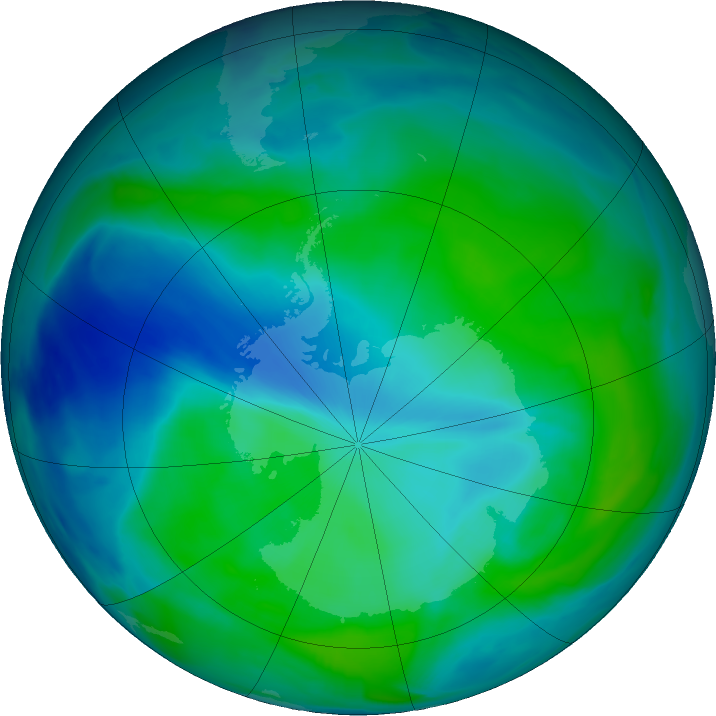 Antarctic ozone map for 26 December 2020
